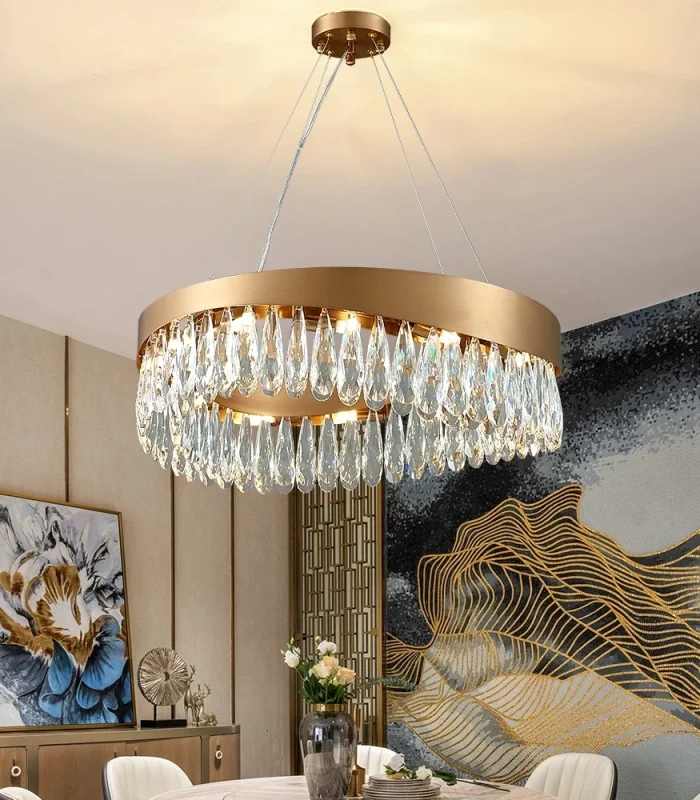 Şüşə daşlı qızılı çilçıraq TH450 - Image 7