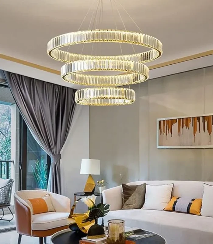 Kristal daşlı 3 halqa qızılı çilçıraq TH372 - Image 2
