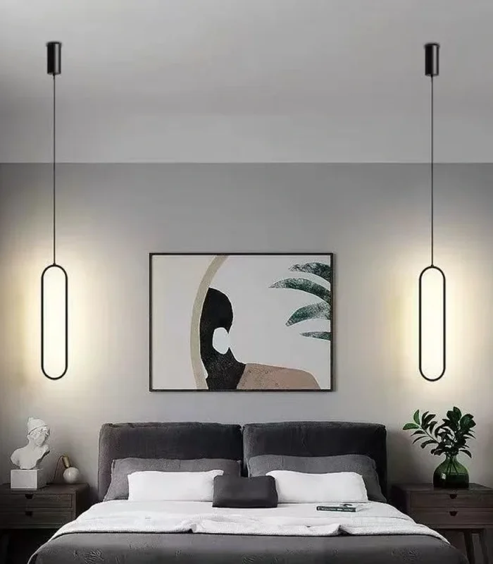 Led işıqlı qara minimalist asma işıq 1176 - Image 3