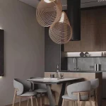 Taxta material led işıqlı çilçıraq D-60 9183 - Image 5