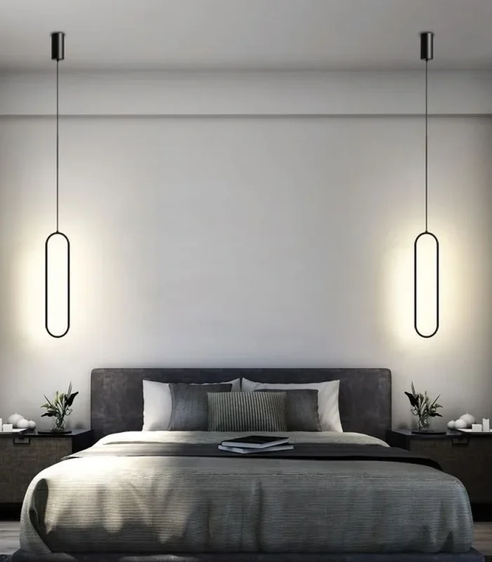 Led işıqlı qara minimalist asma işıq 1176 - Image 4
