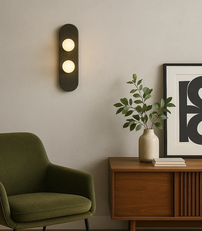 Şüşə materiallı iki şarlı divar işığı W1126 - Image 3