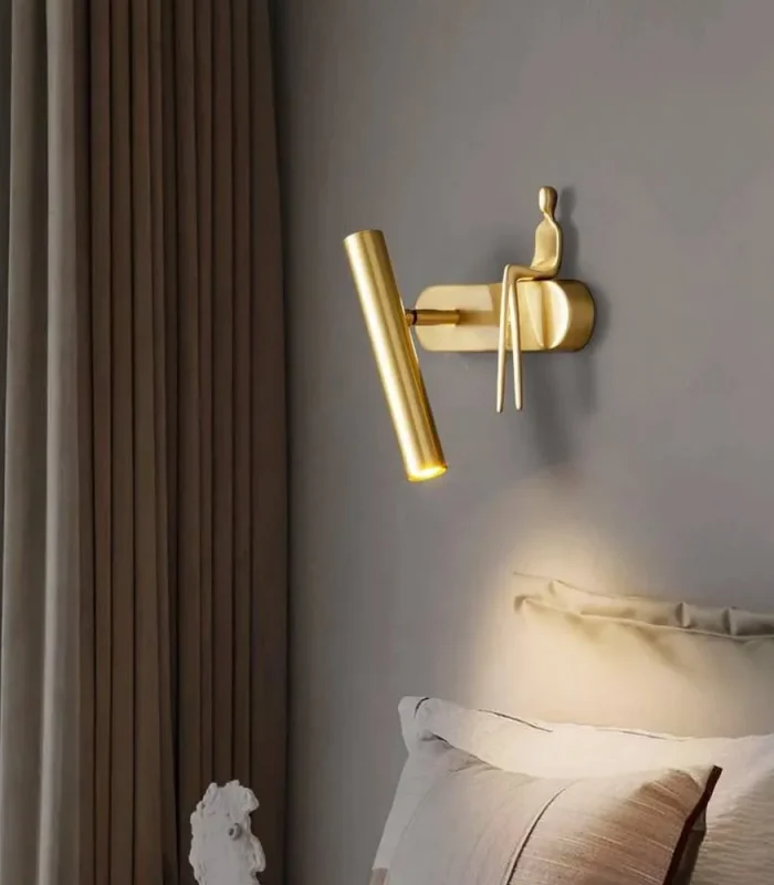 Qızılı rəng insan fiqurlu divar işığı B3431 - Image 6