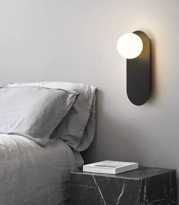 Metal və şüşə material qara divar işığı W2089 - Image 2