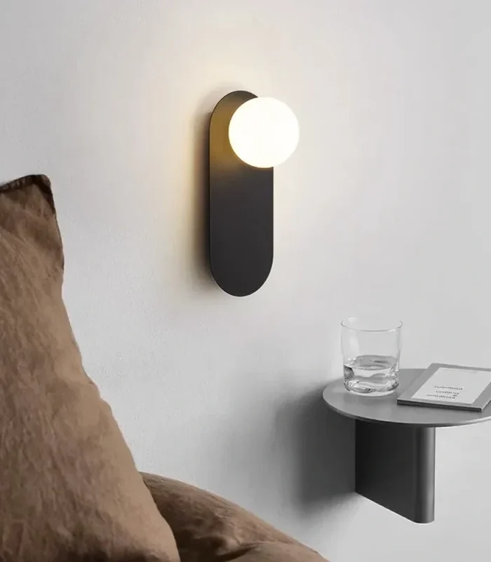 Metal və şüşə material qara divar işığı W2089 - Image 3